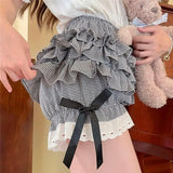 Vevesc Summer New All-match Skirt for Women Fashion Sweet Gray Plaid Skirts Y2k Grunge High Waist Ruched Cake Faldas Mujer