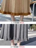 Vevesc Thickened Knit Skirt Autumn/winter Women's New Style Korean Version Pleated Medium-length Aa-line Skirt Winter Dress Dress