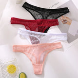 Vevesc 2PCS/Set Lace Sexy G-String Thongs Transparent Women's panties Low-Waist Female Underpants Mesh Perspective Briefs Lingerie M-XL