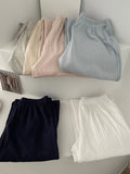 Solid Cotton Eyelet Pajama Long Pants Woman Spring Elastic Waist Straight Trousers Sweet Cute Casual Simple Home Sweatpants Y2k