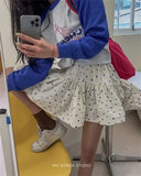 Vevesc Simle Sweet Heart Print Skirt For Women 2024 Summer New Loose A-line Skirts Y2k E-Girl Elastic Waist Ruffles Faldas Mujer