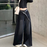 Vevesc Hot Girl Baggy Jeans Femenina Y2k Street vintage Washed To Make Old Fried Straight Wide-Leg Denim Pants For Women