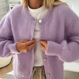 Vevesc Women Casual Basic Cardigans Front Button Up Long Sleeve Knitwear Y2K Streetwear Solid Color Soft Knitted Sweater Tops Outerwear