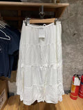 Vevesc  Vintage Lace-up White Long Skirts Women Summer Cotton Drawstring High Waist A-line Skirt Female Sweet Simple Loose Faldas Y2k