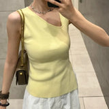 Vevesc  Irregular T Shirt for Women Spring Summer Korean Fashion Hot Sexy Ropa De Mujer Sleeveless Basics Split Tank Tops