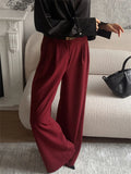 Vevesc  Fashion High Waist Pocket Women's Pants Patchwork Solid Slim Elegant Wide Leg Loose Spring Trousers Female Straight Pants