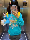 Vevesc Japan Harajuku O Neck Long Sleeve Sweatshirts Cute Cartoon Print Punk Casual Girl Hoodies Y2k Aesthetic American Clothing