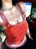 Vevesc Sexy Slim American Harajuku Heavy Gradient Color Tank Tops Y2k Aesthetic All Match Commuter Casual Punk Camisole Vintage Clothes