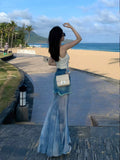Vevesc Women Patchwork Skirt Vintage Y2k Summer Skirt Harajuku Korean Style Streetwear Elegant Fashion A-line Long Skirt Pippie Clothes
