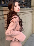 Vevesc Pink Sweet Knitted Two Piece Set Women Split Sexy Elegant Sweater Dress Set Female Button Designer Casual Dress Suit Autumn