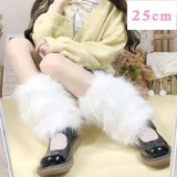 Vevesc Lolita Kawaii Fur Warm Leg Warmers Harajuku JK College Style Knitted Warm Socks Over Knee Boot Cuffs Wide Leg Socks