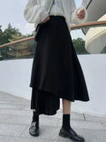 Vevesc High Waist Midi Skirts For Women Autumn Slim Fit Hip Mermaid Skirt Woman Korean Style Fashion Ruffles Black Skirts Elegant