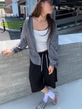 Vevesc Oversize Simple Blue Plaid Shirts Women Y2k E-Girl Long Sleeve Sun Protection Blouses 2024 Spring New Loose Blusas Mujer