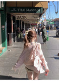 Vevesc French High Street Off The Shoulder Knitted Sweaters Y2k Aesthetic Korean All Match Loose Jumpers Simple Elegant Girl Clothes