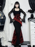 Vevesc Tassel Vintage Sleeveless Mermaid Dress  Lace Patchwork  Slim Fit Fashion Evening Party  Long Dress