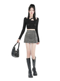 Vevesc Women's A-line Black PU Mini Skirt Vintage 90s Aesthetic Y2k Grey Short Skirt Harajuku Korean Skirts 2000s Clothes