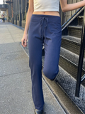 Vevesc  Drawstring Long Yoga Pants Autumn Sweet Cute High Waist Straight Trousers Woman Casual Streetwear Sport Sweatpant Y2k Chic