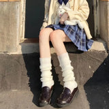 Vevesc Lolita Kawaii Fur Warm Leg Warmers Harajuku JK College Style Knitted Warm Socks Over Knee Boot Cuffs Wide Leg Socks