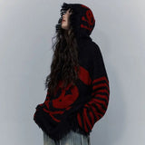 Vevesc Gothic Punk Skull Pullover Hooded Sweater Stylish High Street Pullover Hooded Sweatshirt Harajuku Hip Hop Y2k Hooded Sweatshirt
