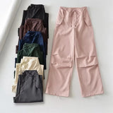 Vevesc Baggy Pants Sweat Parachute Joggers Cargo Streetwear Clothing Hippie Summer Woman Fluid Pink Y2k Wide Leg Women's Loose Trousers