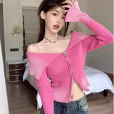 Vevesc Y2K Winter Women Korean Vintage Japanese Acubi Knit Sweater Long Sleeve Sweaters Pullover Knitted Gyaru Grunge Pullovers Clothes