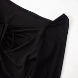 Vevesc  Slash Neck Lace-Up Shirts For Women Sexy Mesh Y2k Top Fashion Drop Sleeves Aesthetic Clothes Solid Casual Long Sleeve T Shirts