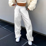 Vevesc White Pants Women Jogging Y2k Streetwear High Waist Sweatpants Harajuku Fashion Punk Oversize Grunge Casual Wide Leg Trousers