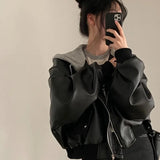 Vevesc All Macth Korean Fashion Popular Fake Two Piece Design Jackets Autumn Winter American Harajuku Punk Lazy Coats Pockets Clothes