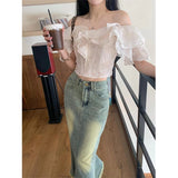 Vevesc Cropped Slash Neck Shirts Women Fashion Black Sexy Off Shoulder Blouses Summer Korean Office Ladies Elegant Slim Crop Tops