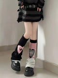 Vevesc Kawaii Leg Warmer Y2k Japanese Punk Streetwear Cross Boot Cover Two Side Wear Knitted Long Socks Women Harajuku Gothic Socks