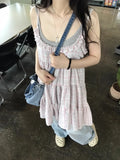 Vevesc Y2k Aesthetic Plaid Ruffled Women Dress Grunge Loose Harajuku Pleated Tank Dresses Summer Streetwear Sweet Vestidos De Mujer