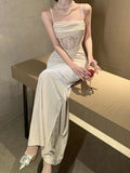 Vevesc Sexy Women Bodycon Casual Solid Slim Long Dress Spaghetti Strap Vintage Elegant Party Prom Dresses Female Clothes Robe Vestidos