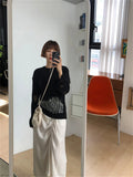 Vevesc  Sweater Women Spring Pullover Girls Sweater Oversize Knitted Summer Tops Vintage Long Sleeve Fall Female Outerwear Knitting Thin