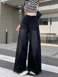 Vevesc Hot Girl Baggy Jeans Femenina Y2k Street vintage Washed To Make Old Fried Straight Wide-Leg Denim Pants For Women