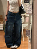 Vevesc Harajuku Casual 90S High Waist Loose Jeans Winter Pants Women's Y2K Wide Leg Baggy Street Style Denim Trouser