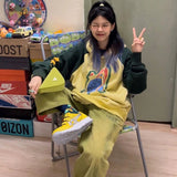 Vevesc Streetwear Print Hoodies Women Y2K Harajuku Oversized Patchwork Sweatshirt Vintage Korean Plus Fleece Thick Pullovers Tops