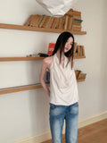 Vevesc  Polka Dot Backless Halter Tops Woman Clothes Cowls White Summer Sleeveless Casual Tops Trending Fashion 2025