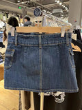 Vevesc  Pocket Denim Mini Skirts Women Summer High Waist A-line Cotton Short Falda Female Vintage Streetwear Sweet Slim Cargo Skirt Y2k