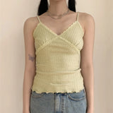 Vevesc Y2k Aesthetic Sweet Tank Top Summer Women Sleeveless Streetwear Lace Patchwork Tanks Harajuku Solid Grunge Cropped Tops