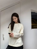 Vevesc White O Neck Long Sleeve Camisetas Ocean Print Cartoon Japanese Tees Oversize Sweet High Street Korean Women Y2k Tshirts
