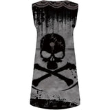 Vevesc Subcultural American High Street O Neck Sleeveless Dresses Gothic Skull Print Vintage Harajuku Women Dress Y2k Aesthetic Clothes