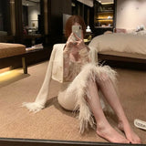 Vevesc Heavy Chest Pad Slim Fit Shirts Women Fashion Sexy Mesh Patchwork Lace Blouses Y2k E-Girl Long Sleeve Bottoming Blusas Mujer