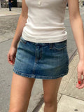 Vevesc  American Vintage Denim Mini Skirts Women Summer Fashion High Waist Straigth Short Faldas Casual Fashion Streetwear Cotton Skirt