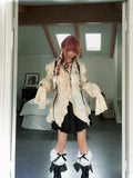 Vevesc Y2k Aesthetics Lace Shirt Grunge Gothic Irregular Blouses Fairy Harajuku Bandage  Vintage Lolita Clothes Mall Goth