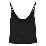 Vevesc Summer Sexy Ruched Amisole Vest Fashion Elegant Crop Top Slim Fit Tank Y2k E-Girl Sleeveless Black S Women