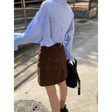 Vevesc Street Vintage Star Denim Skirt for Women Summer New High Waist Loose Skirts Y2k E-Girl Bodycon A-line Faldas Mujer