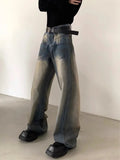 Vevesc Blue High Waist Women Jeans Hip-hop Style Fashion Vintage Streetwear 90S Y2K Wide Leg Jean Female Trouser Baggy Denim Pants