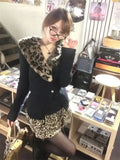 Vevesc New Fashion Popular Japan Autumn Winter Vinateg Coats Y2k Aetshetic Knitted Harajuku Slim Sweaters Punk Leopard Design Clothes