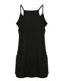 Vevesc  Black Solid Two Layers Wide Leg Rompers Womens Summer Vacation Casual Loose Sleeveless Dress Playsuits