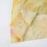Vevesc  Holiday Style Yellow Flora Prints Women Dress Summer Fashion Design Irregular Ruffles V-Neck Short Frock